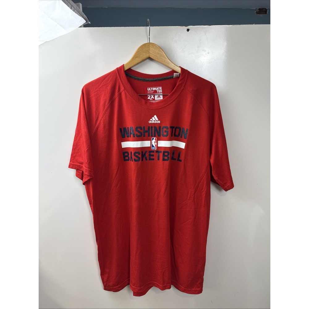 New Washington Wizards DC Mens Size 2XL-Tall 2XLT Red Climalite Adidas Shirt